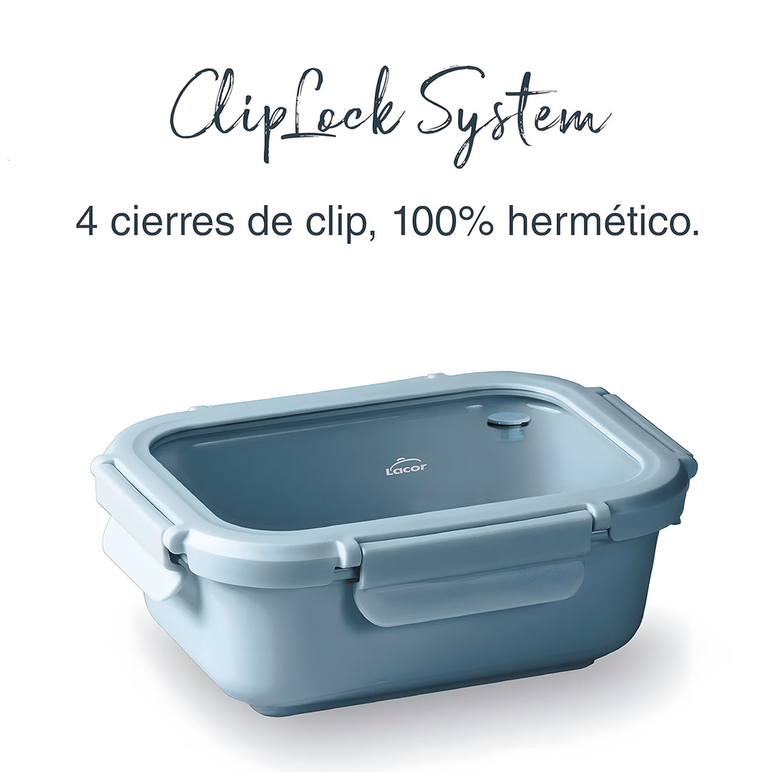 LACOR Ceram - Recipiente Rectangular de Cerámica y Tapa de Cristal Apto Microondas