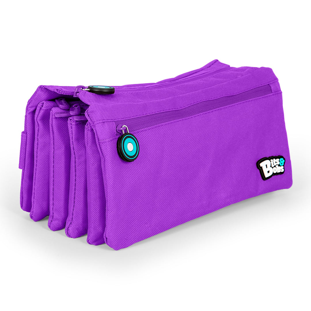 ColePack Eco36 - Estuche Cuadruple de 4 Cremalleras con Material Escolar Incluido. Morado