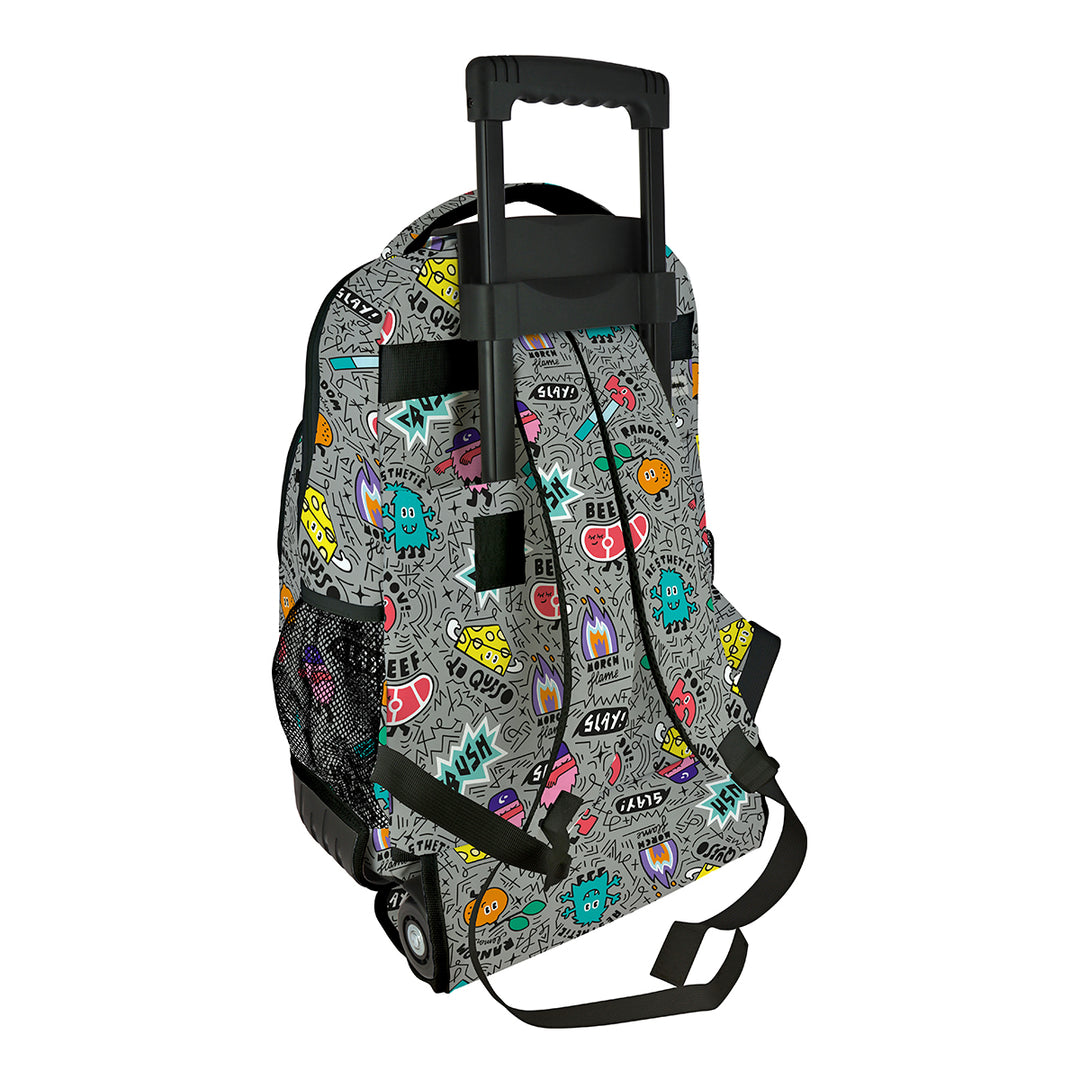 Grafoplás Design - Mochila Escolar 3 Cremalleras y Carrito Integrado. Acolchada. Random