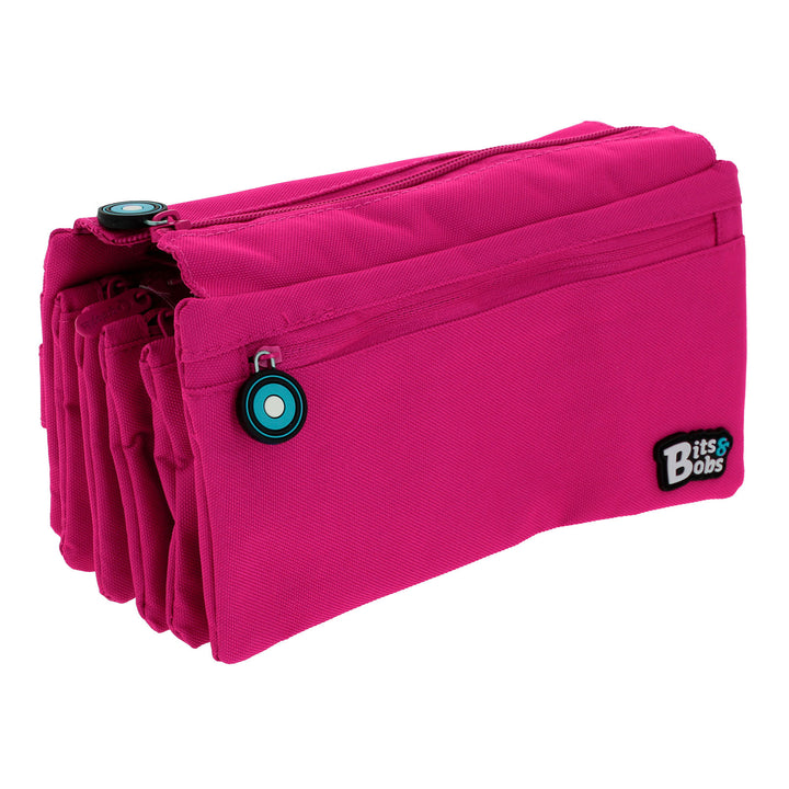 ColePack Eco36 - Estuche Cuadruple de 4 Cremalleras con Material Escolar Incluido. Magenta