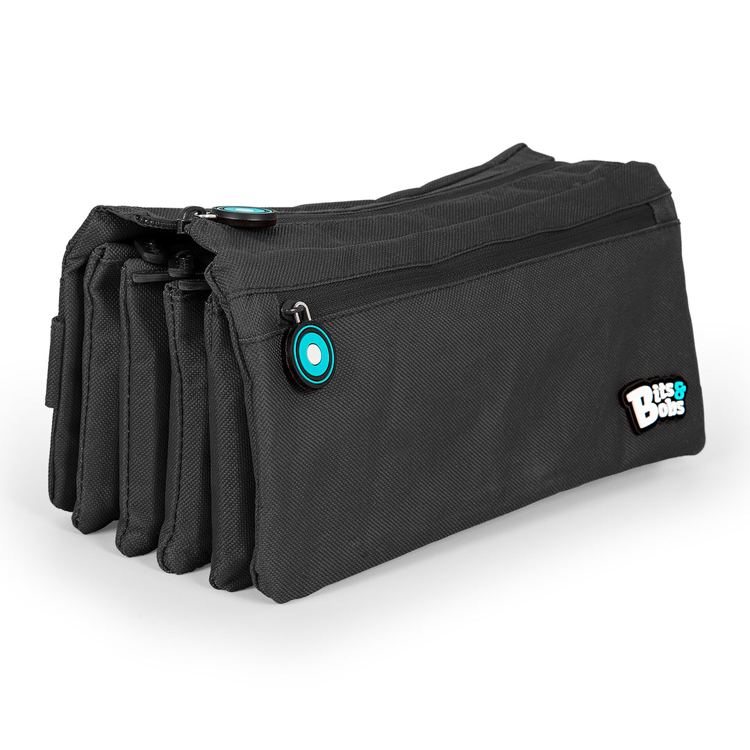 ColePack Eco36 - Estuche Cuadruple de 4 Cremalleras con Material Escolar Incluido. Negro