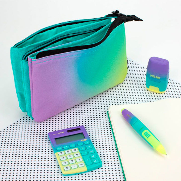 MILAN - Estuche 5 compartimentos Sunset. Turquesa