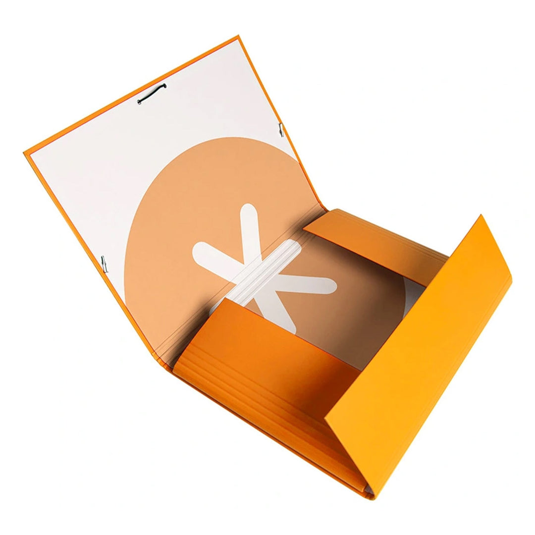 ANTARTIK - Carpeta A4 con 3 Solapas Cartón Forrado Cierre con Gomas. Mostaza