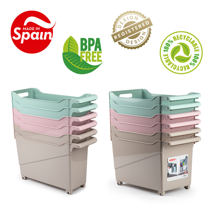 Plastic Forte - Cesta Organizadora con Ruedas Nº 2. Ideal Bajo Fregadero. Gris