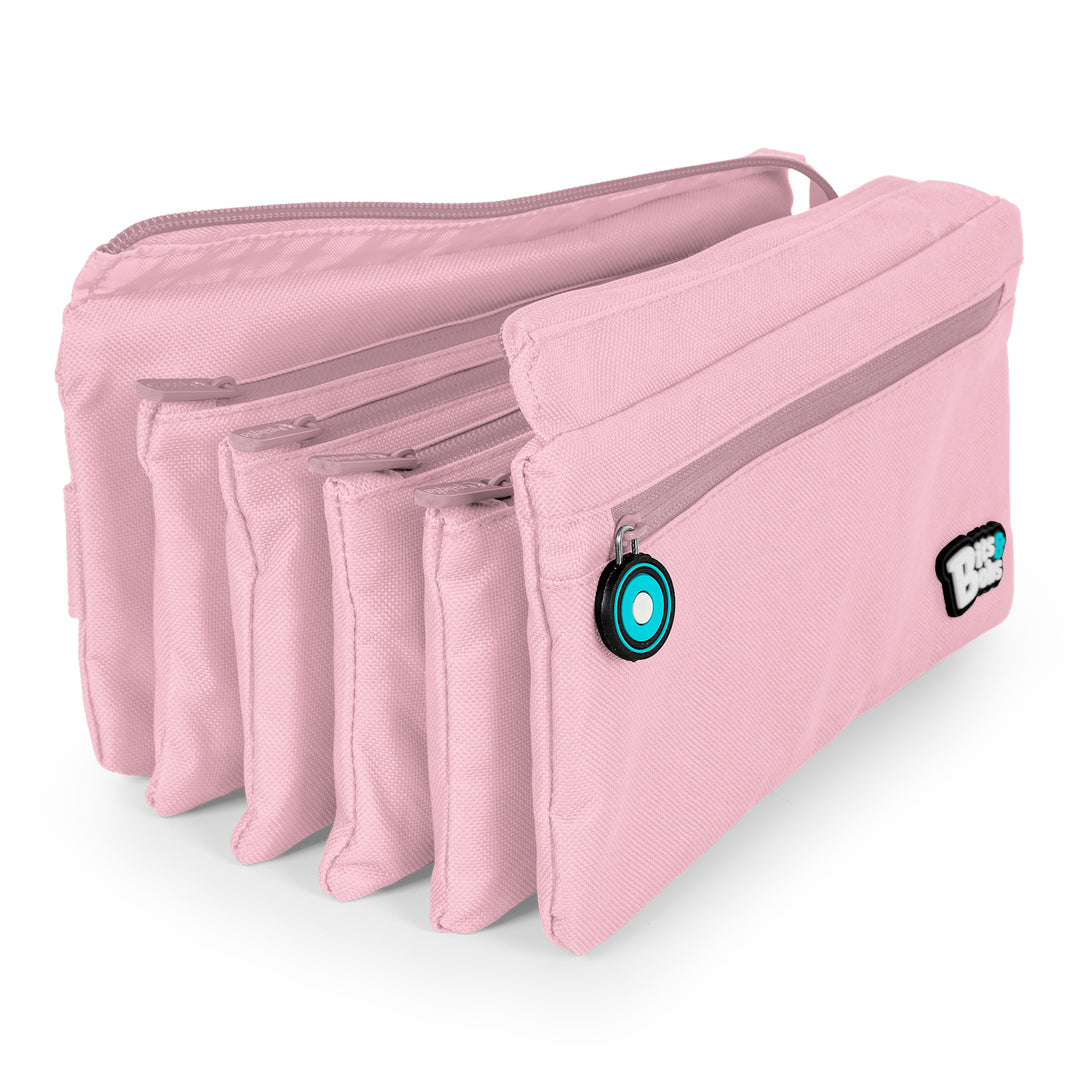 ColePack BitsBobs - Estuche Escolar Cuádruple de 4 Cremalleras y Material Incluido. Rosa Soft