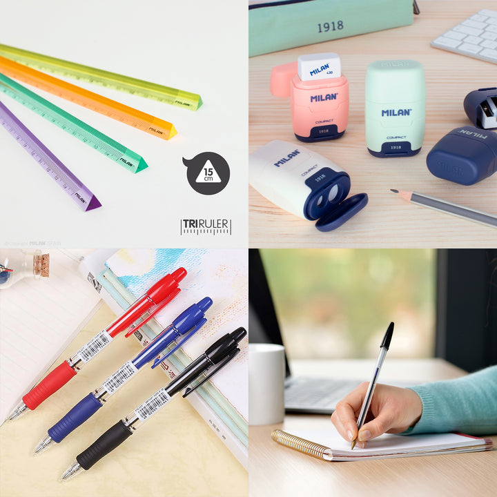 ColePack PRO Milan - Estuche Triple de 3 Cremalleras y Material Escolar Incluido. Roller