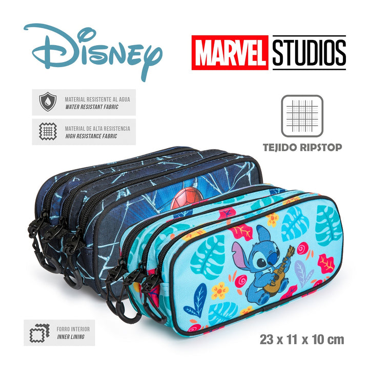 ColePack EcoTrick - Estuche Triple de 3 Cremalleras con Material Escolar. Spiderman Maximum
