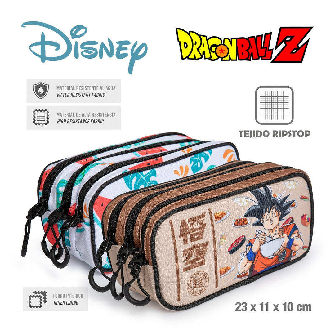 ColePack EcoTrick - Estuche Triple de 3 Cremalleras con Material Escolar. Dragon Ball Foodie