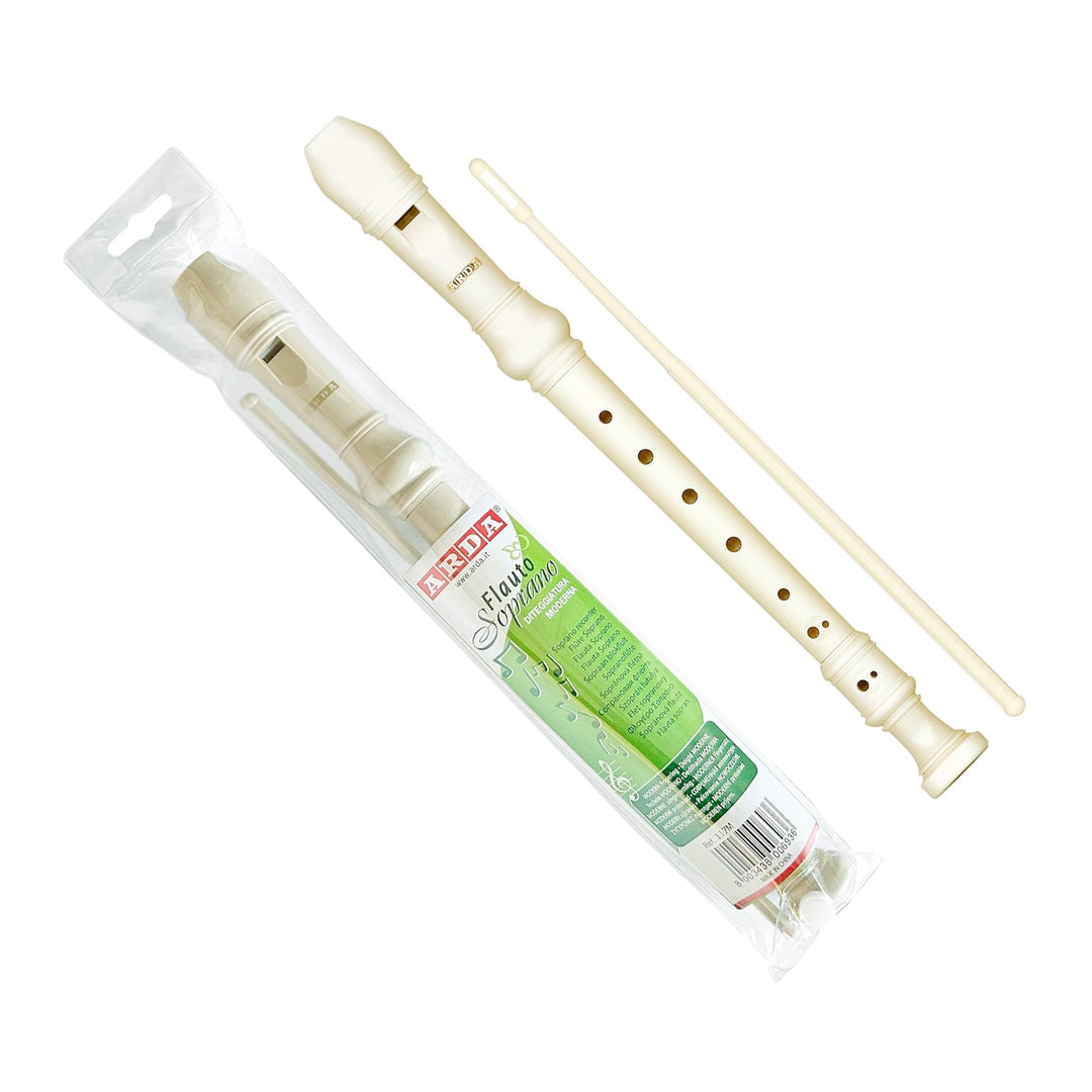 ARDA 117M - Flauta Dulce Soprano Desmontable Digitacion Alemana en ABS Blanco