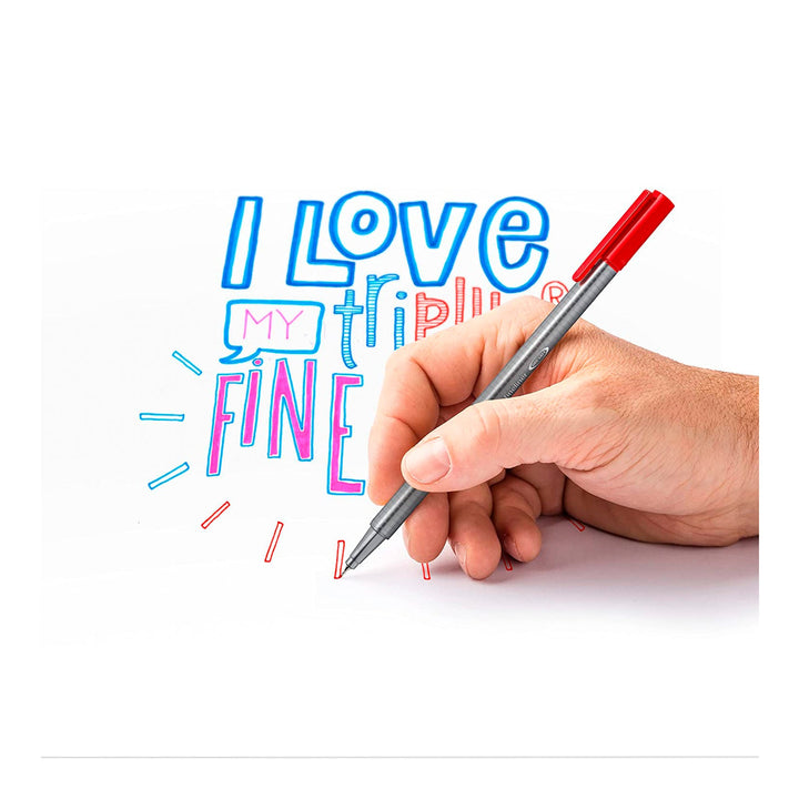 STAEDTLER Happy - Estuche de 10 Rotuladores Fineliner Triplus de Punta Fina