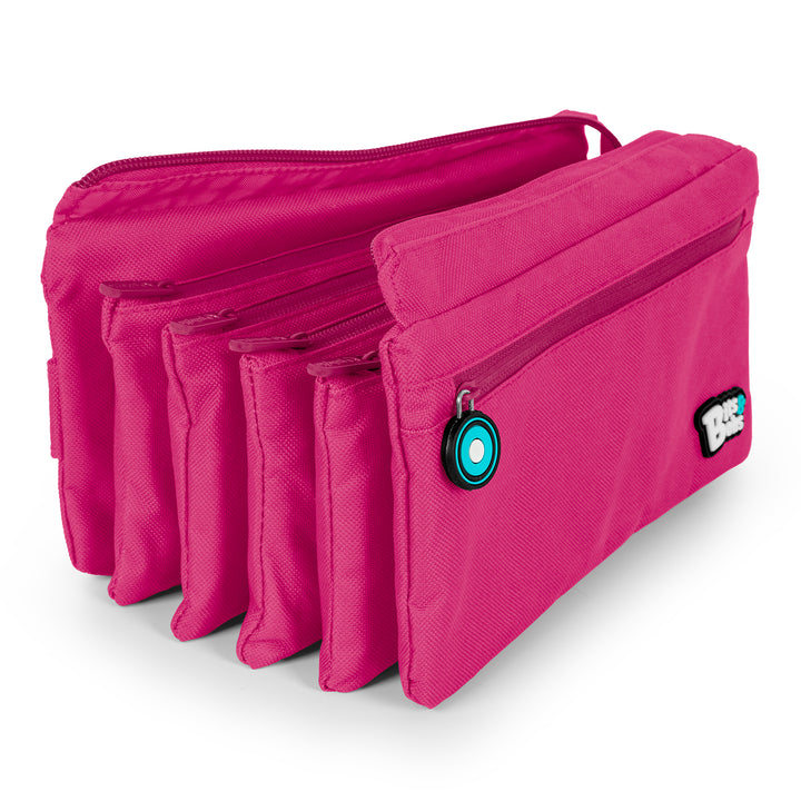 ColePack Eco36 - Estuche Cuadruple de 4 Cremalleras con Material Escolar Incluido. Magenta
