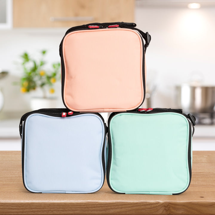 TATAY Urban Food Casual - Bolsa Térmica Porta Alimentos 3L con Recipientes. Azul Pastel Geométrico