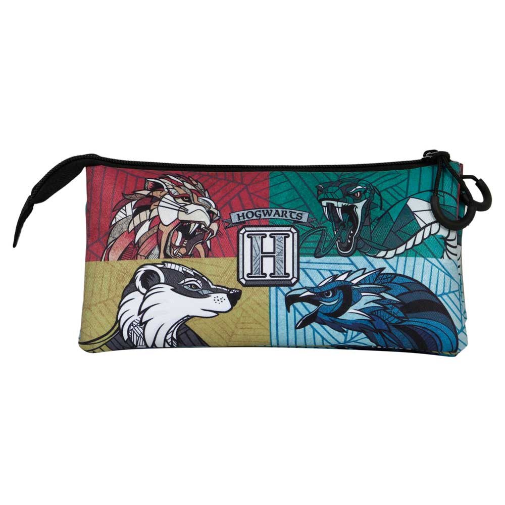 HARRY POTTER Magic Animals - Estuche Escolar Triple Portatodo con 2 Cremalleras. Multicolor