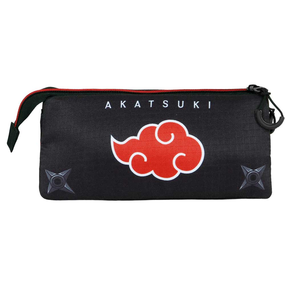 NARUTO Sunrise - Estuche Escolar Triple Portatodo con 2 cremalleras. Akatsuki