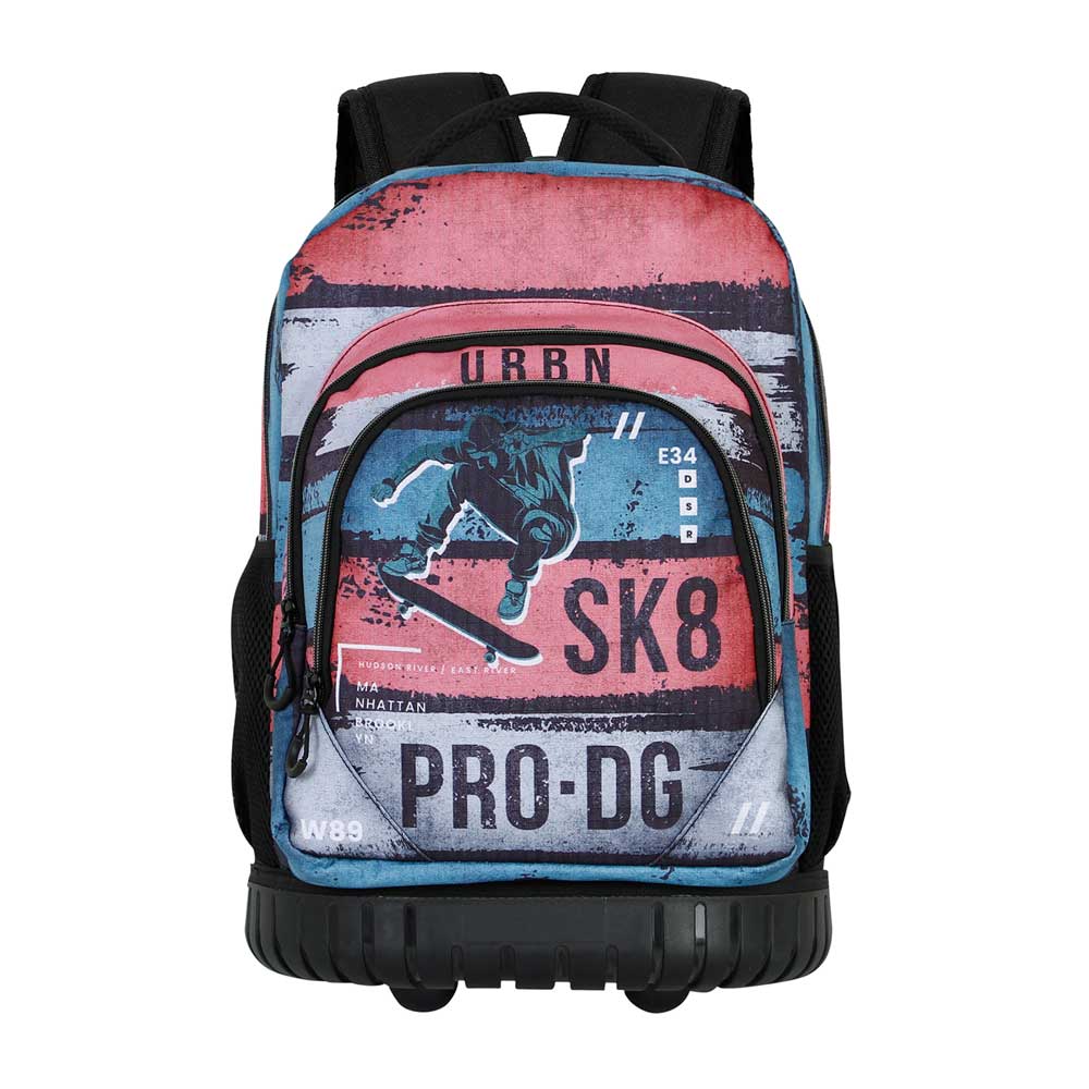 PRODG Urbansk8 Mochila Escolar con Ruedas Integradas y Tirador Trolley GTS FAN. Gris