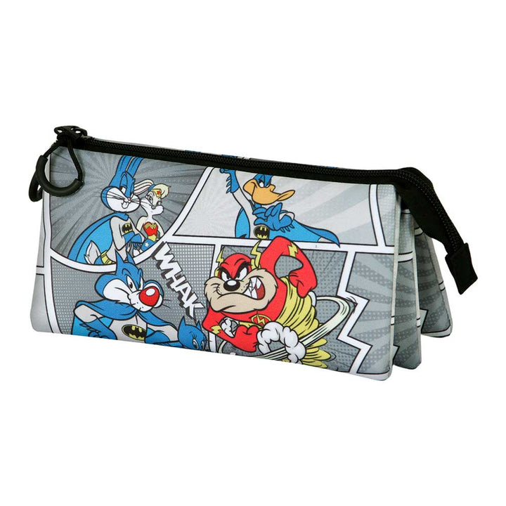 Looney Tunes - Estuche Escolar Triple Portatodo con 2 Cremalleras. Edición Batman Comic