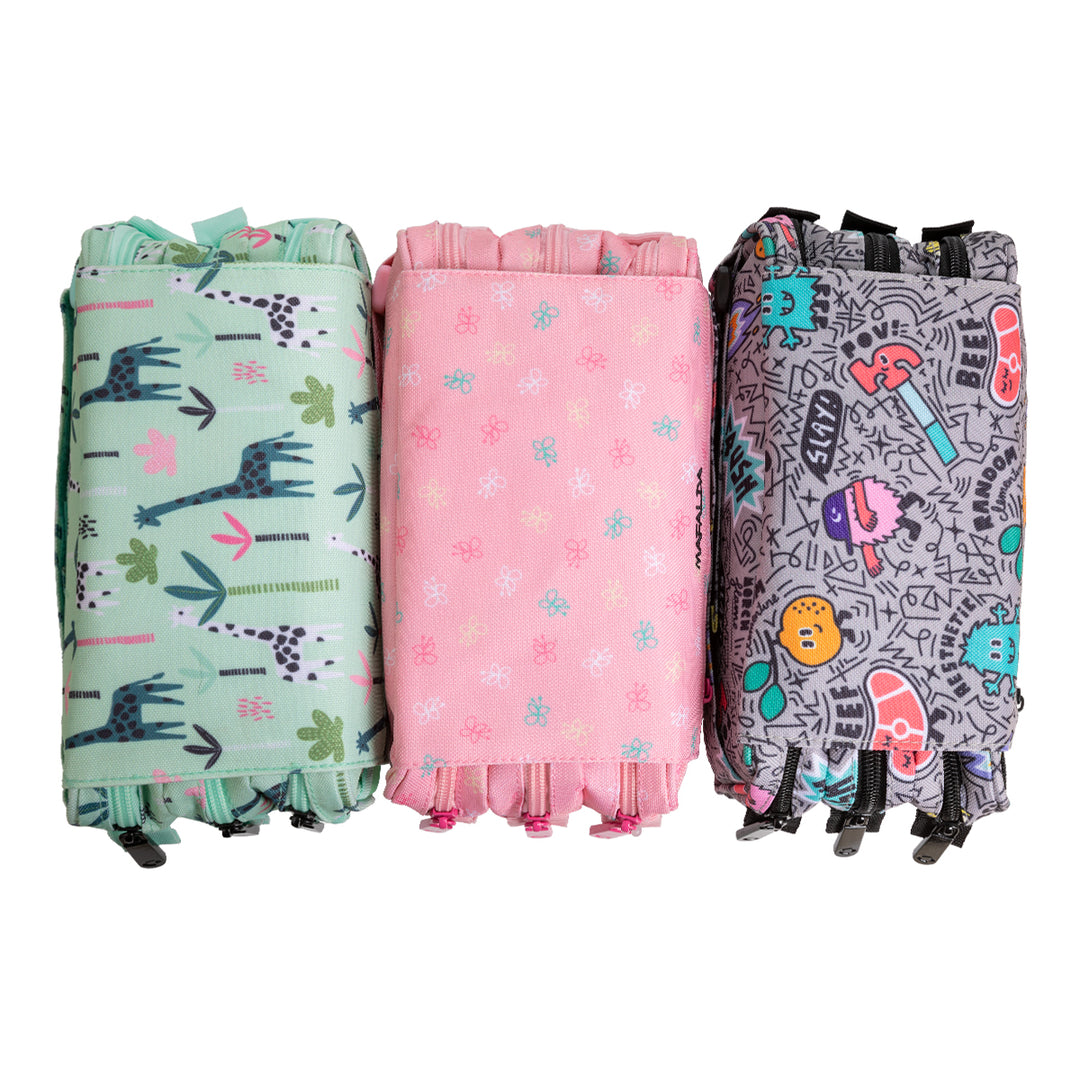 ColePack Design - Estuche Triple de 3 Cremalleras con Material Escolar Incluido. EC Random