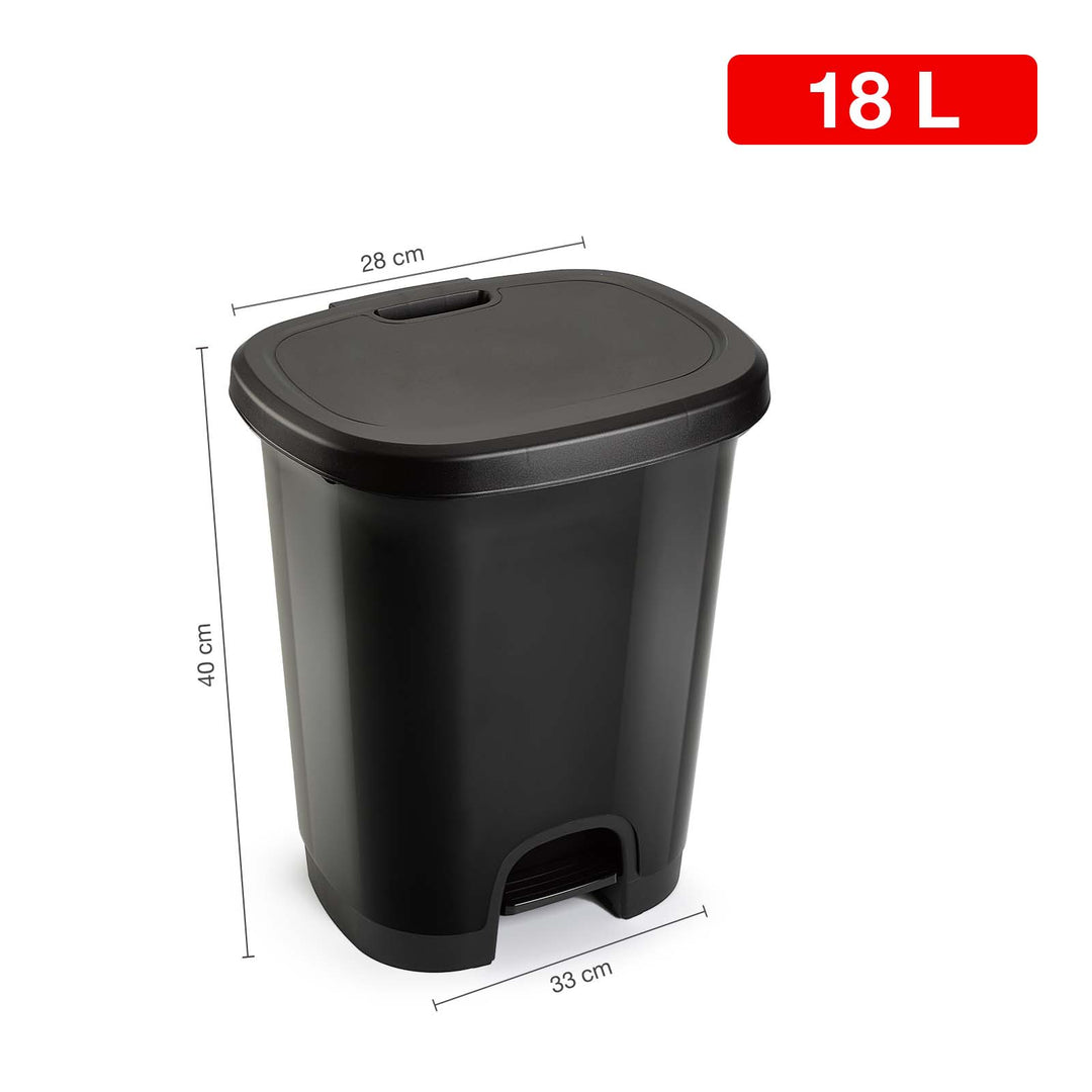 Plastic Forte - Cubo de Basura 18L con Apertura de Pedal. Negro