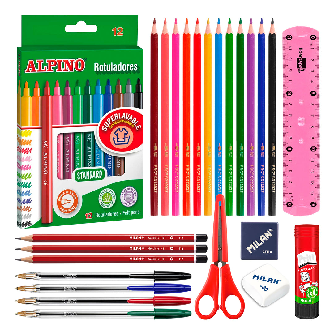 ColePack EcoDes - Estuche Triple de 3 Cremalleras con Material Escolar Incluido. Match