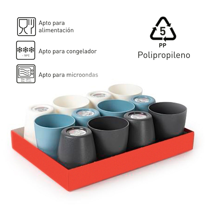 Plastic Forte Classic  - Set de 12 Vasos de Agua de 400 ml Reutilizables. Surtido BAG