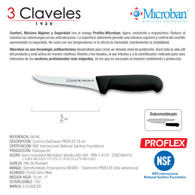 3 Claveles Premium - Kit Profesional de Cuchillo Jamonero Deshuesadores Chaira y Funda