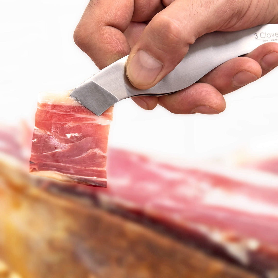 3 Claveles POM - Kit Profesional de Cuchillo Jamonero con Deshuesador y Pinzas
