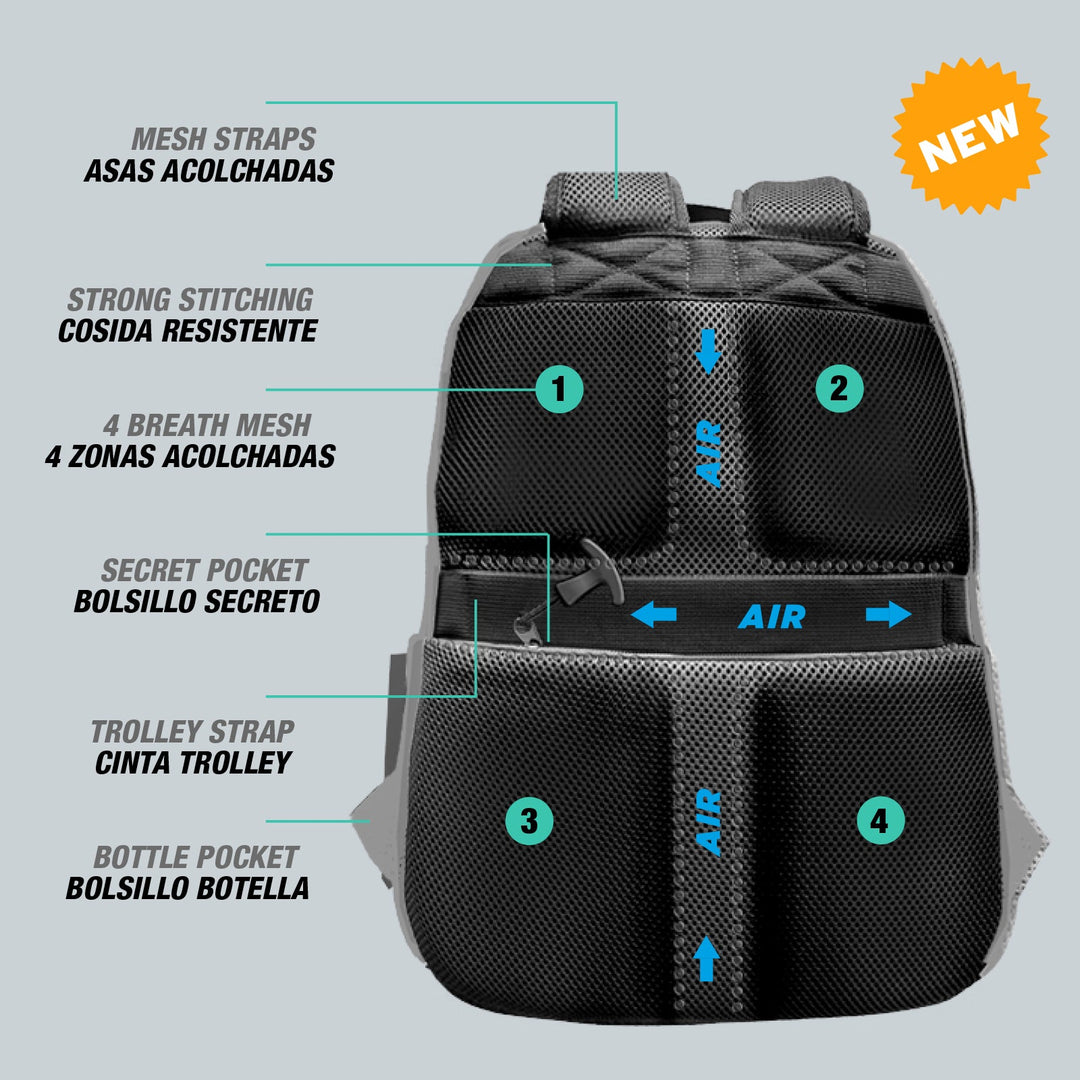 PRODG Sneak - Mochila Escolar Impermeable Running Plus para Portatil y USB. Rojo