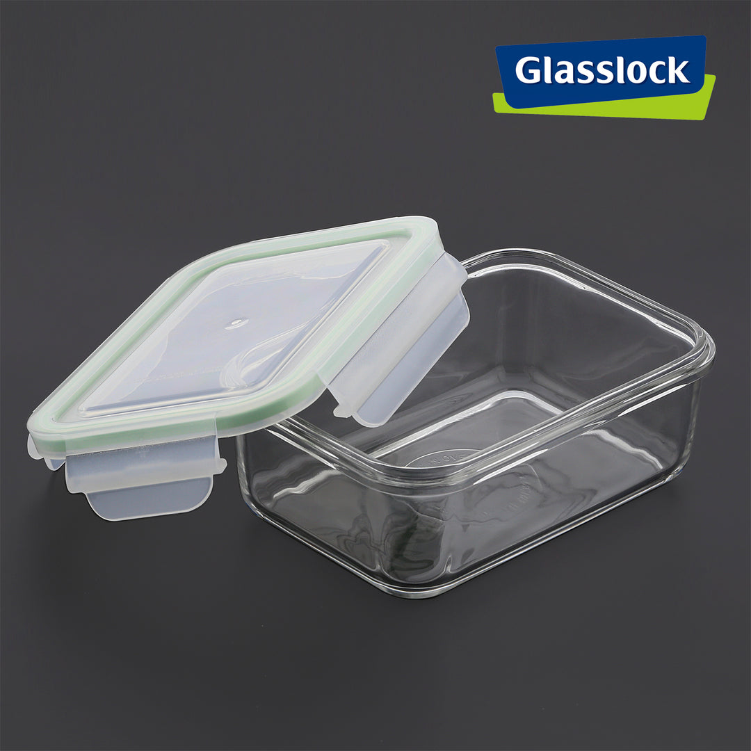 Glasslock AIR - Recipiente Hermético Rectangular de 0.7L en Vidrio Templado con Válvula