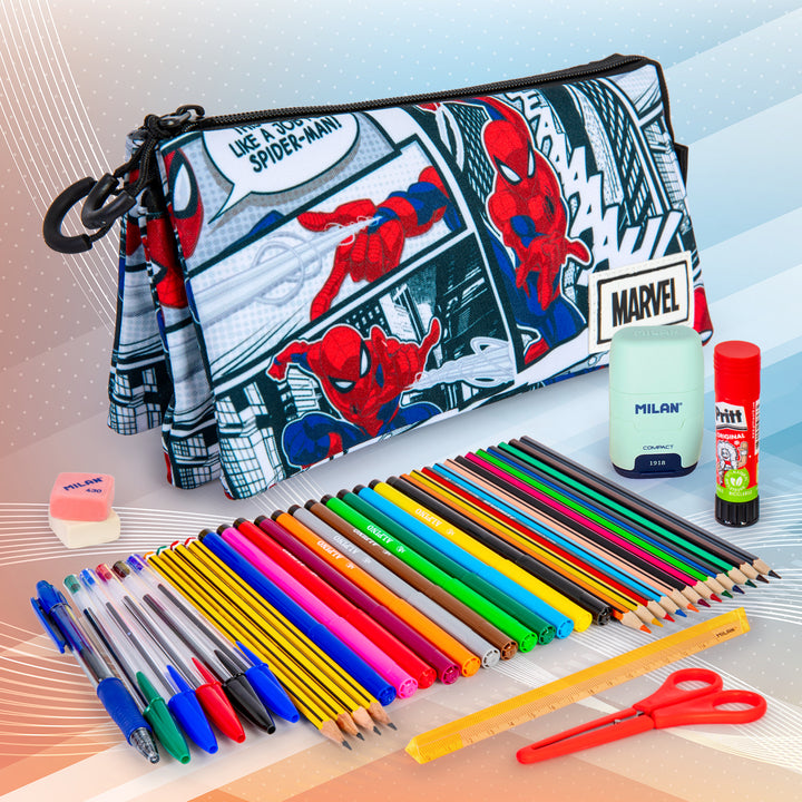 ColePack Spiderman - Estuche Triple de 2 Cremalleras con Material Escolar. Stories