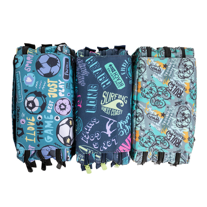 Grafoplás Design - Estuche Portatodo Triple con Solapa para Material Escolar. Cosmos