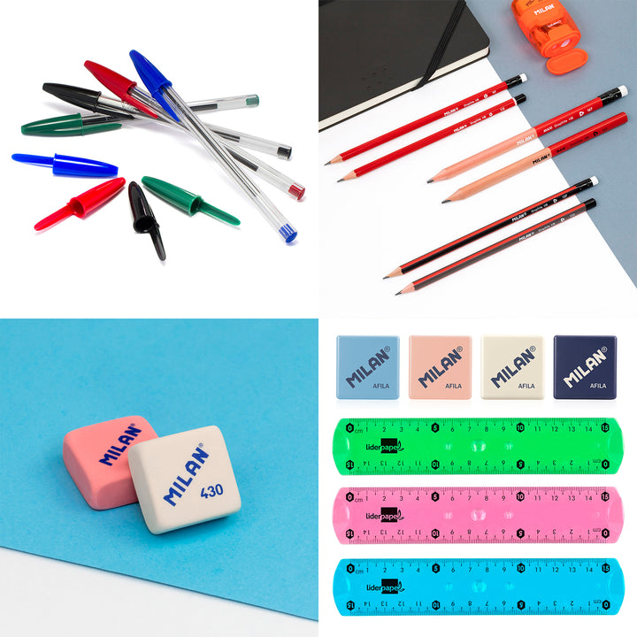 ColePack EcoDes - Estuche Triple de 3 Cremalleras con Material Escolar Incluido. Hearts