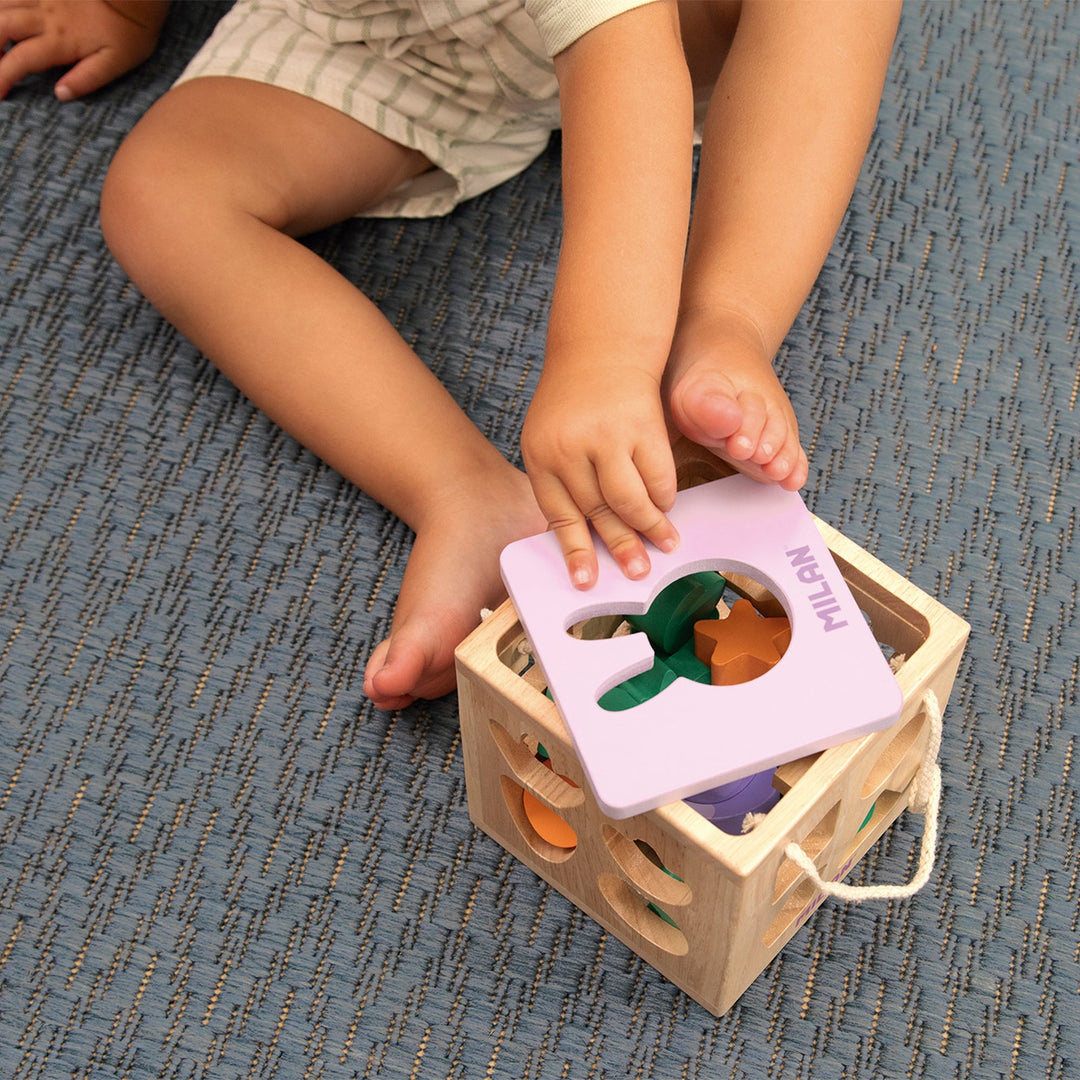 MILAN Rabbit - Juguete Educativo de Madera Cubo Encajar Piezas. Edad 12 Meses