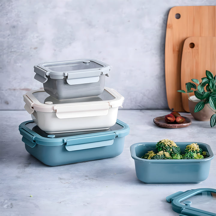 LACOR Ceram - Recipiente Rectangular de Cerámica y Tapa de Cristal Apto Microondas