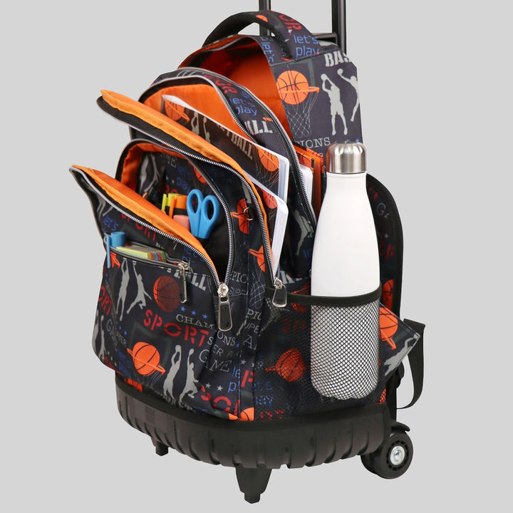 Grafoplás Design - Mochila Escolar 3 Cremalleras y Carrito Integrado. Acolchada. Streetball