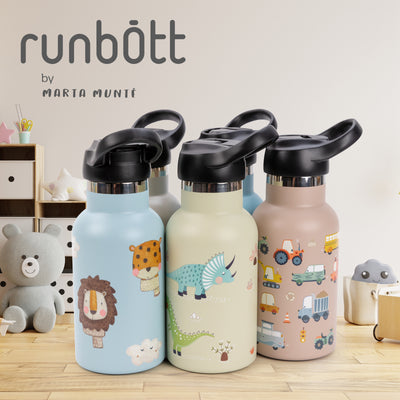 Runbott Marta Munté - Botella Térmica Infantil de 0.35L con Interior Cerámico. Forest Azul