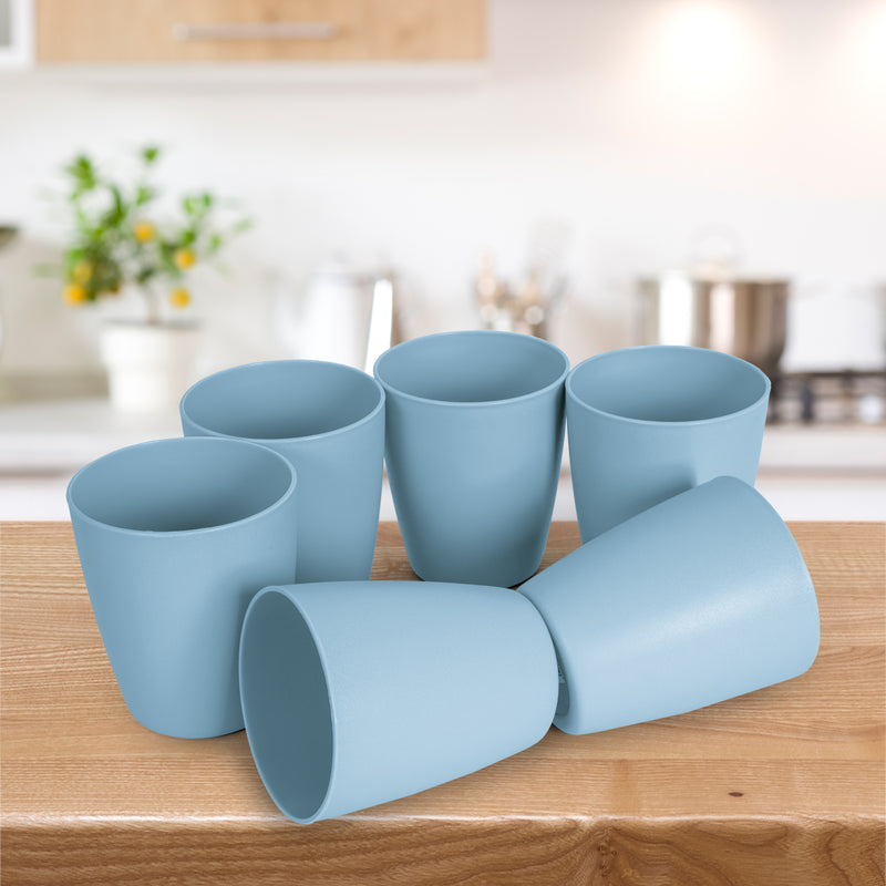 Plastic Forte Classic  - Set de 6 Vasos de Agua de 400 ml Reutilizables. Ideal Fiestas. Azul