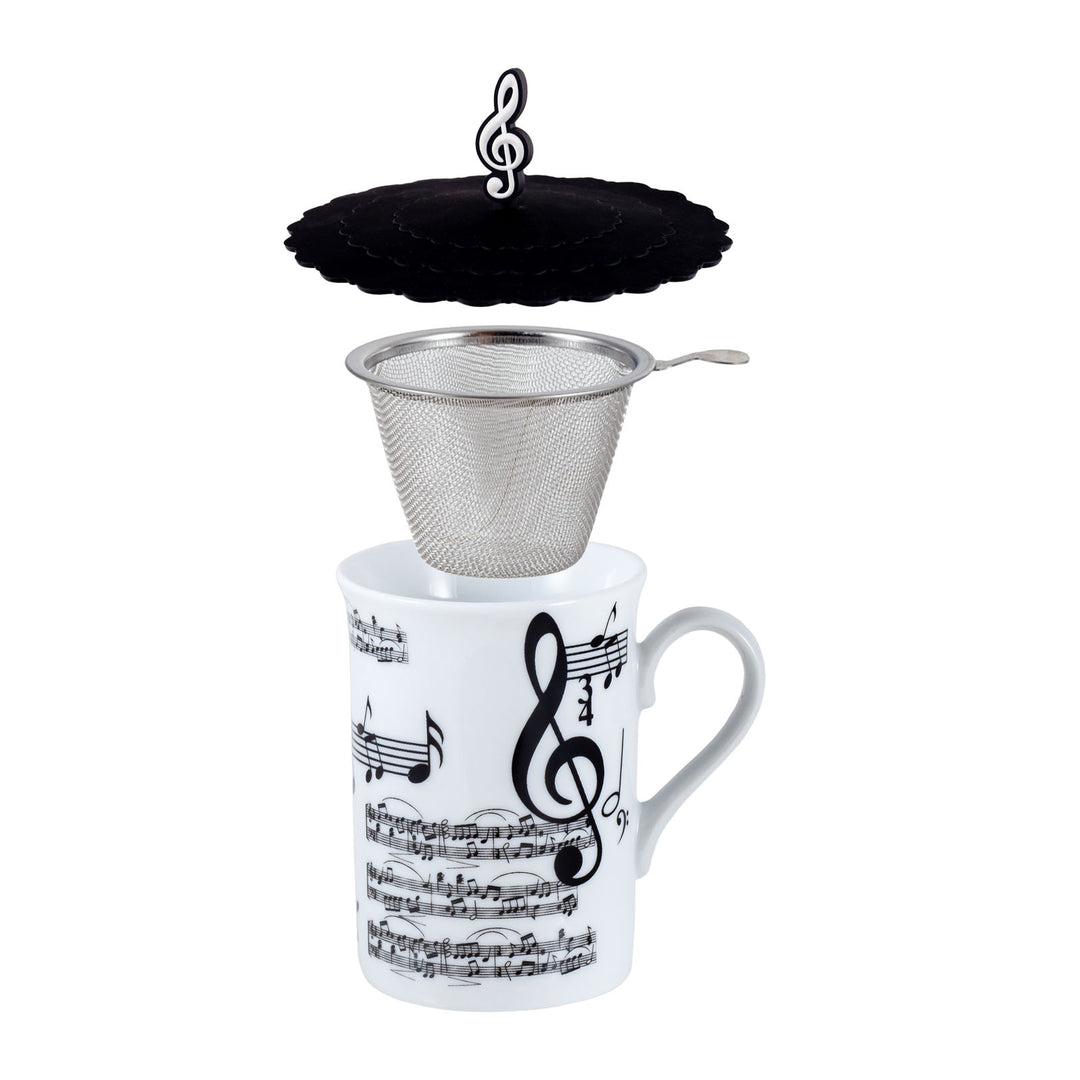 JAVIER Música - Taza para Infusiones con Tapa y Filtro en Lata de Regalo