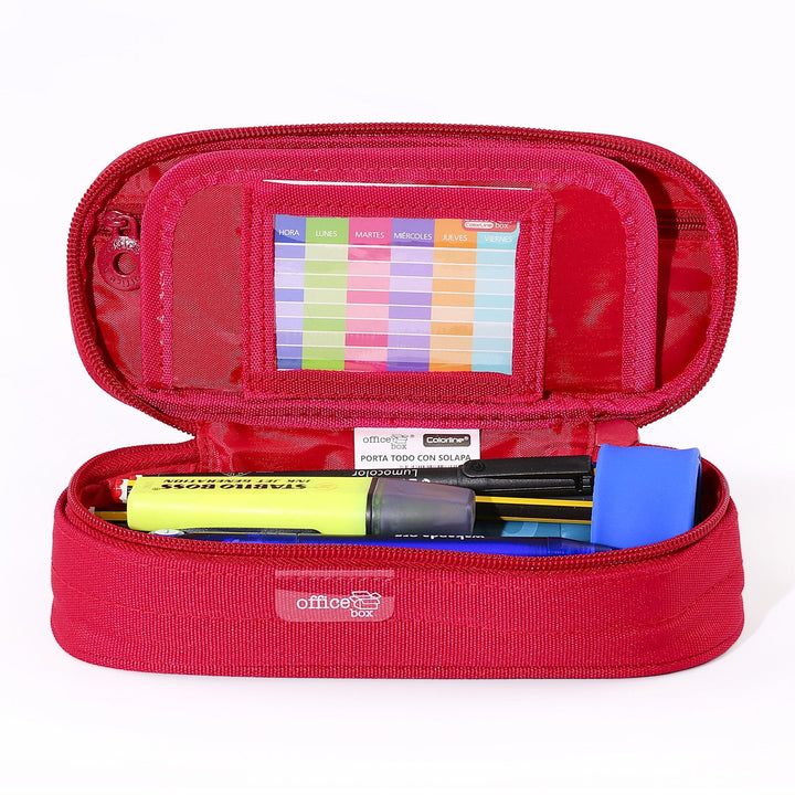 Mega - Estuche Portatodo Escolar Ovalado Multiuso con Solapa. Lima