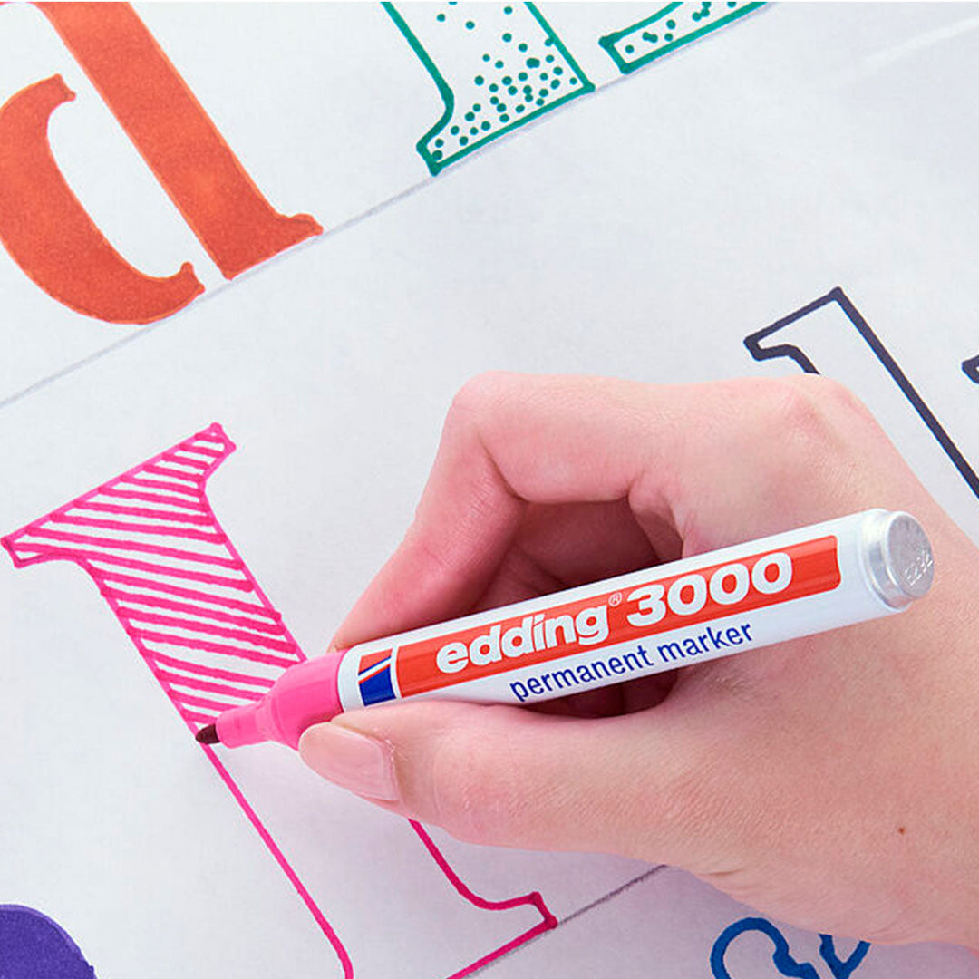 Edding 3000 - Rotulador Marcador Permanente Punta Redonda 1.5-3 mm. Rojo