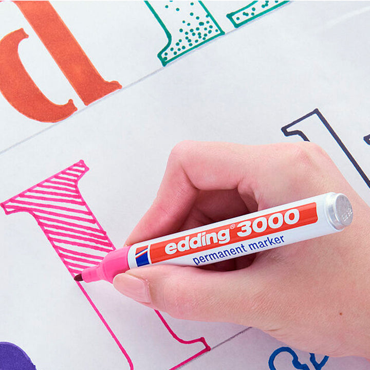 EDDING 3000 - Set de 4 Rotuladores Permanentes Punta Redonda 1.5-3 mm. Azul