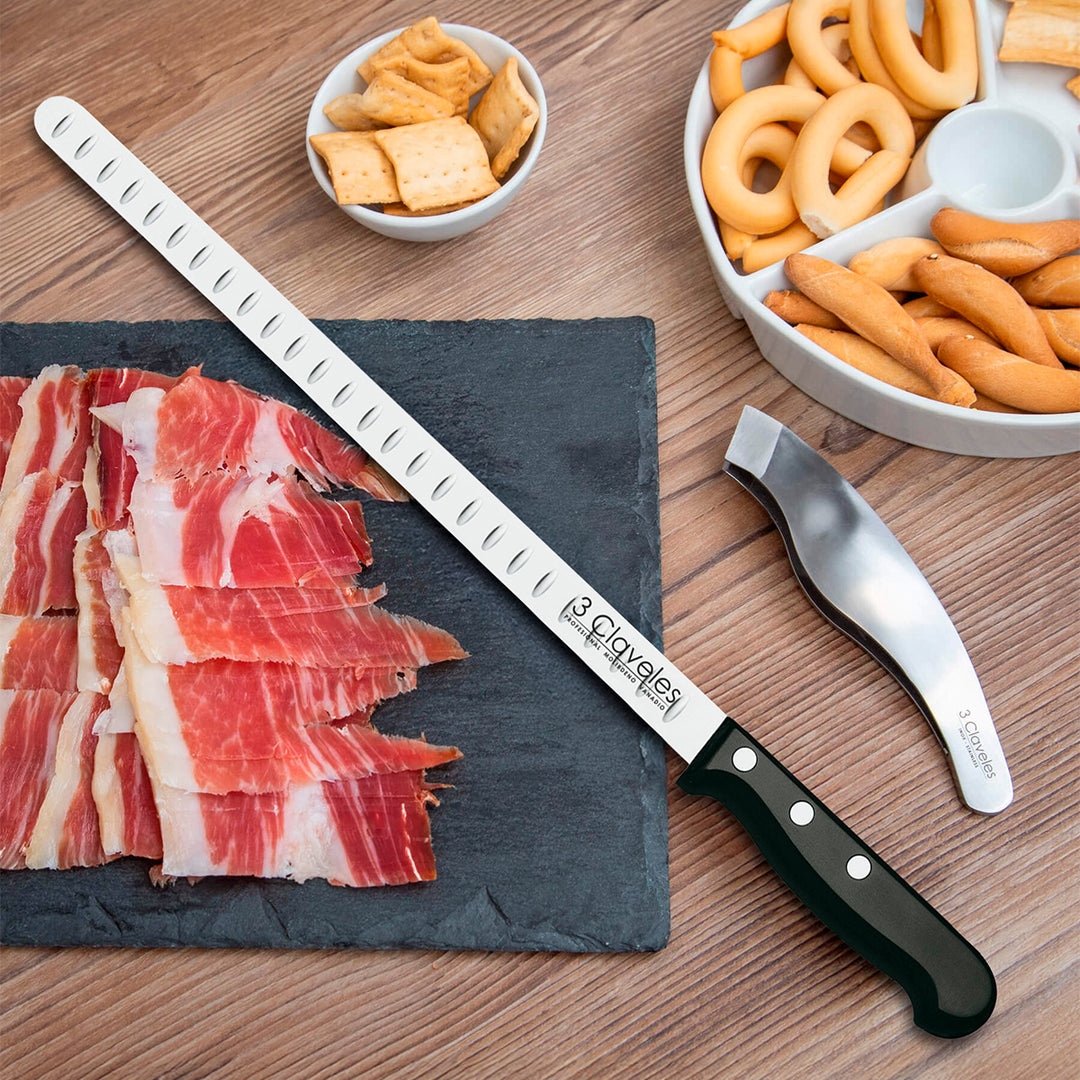 3 Claveles 01742 - Soporte Jamonero Basculante 360º y Kit de Corte Profesional Uniblock