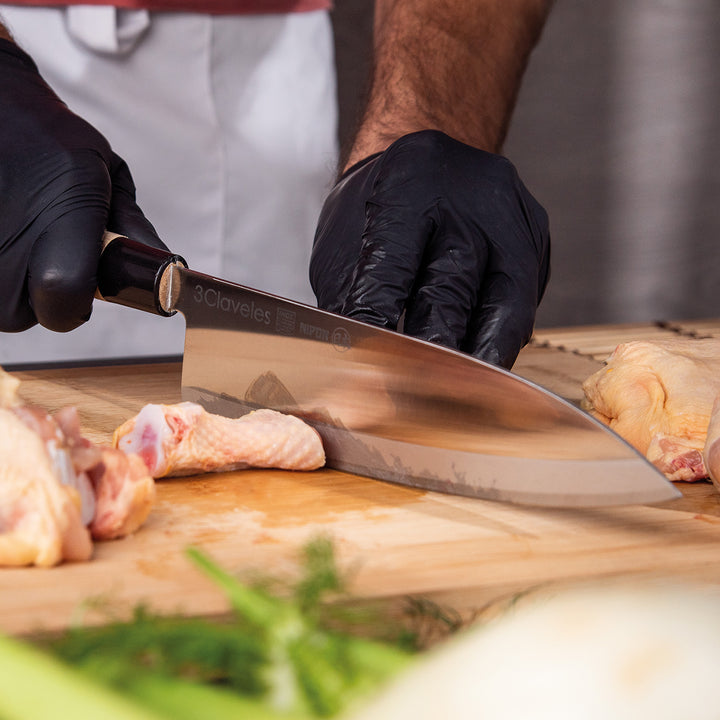 3 Claveles NIPON - Cuchillo Japones Deba 21 cm Acero Inoxidable y Mango Madera de Arce