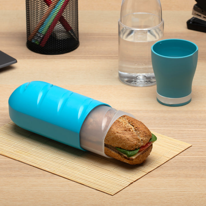 TATAY - Set de 2 Porta Bocadillos Infantiles Extensibles y Reutilizables. Azul y Menta