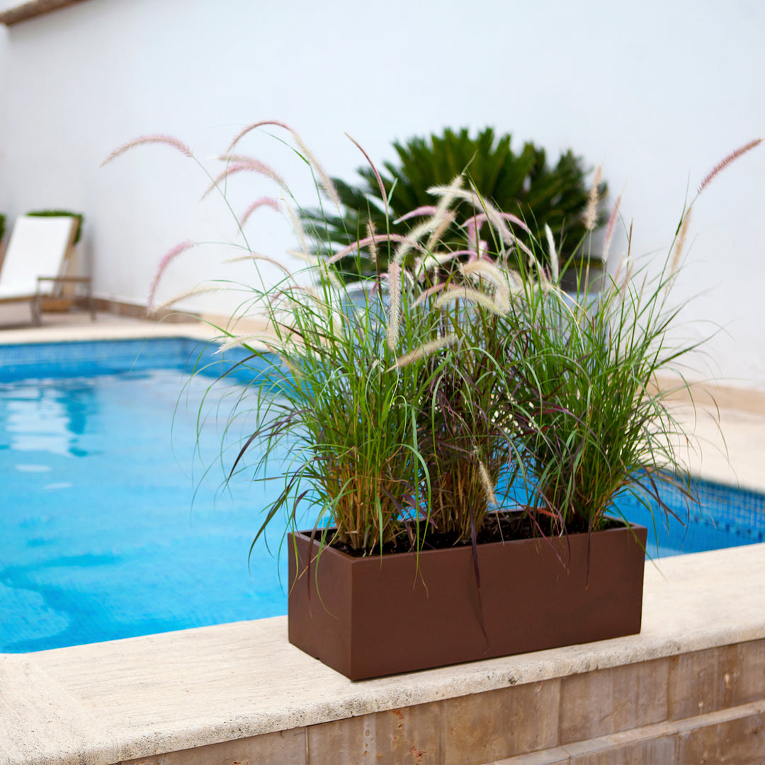 Plastiken THEONE - Jardinera Rectangular 39L en Resina de Polietileno. Bronce