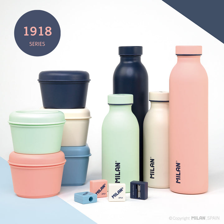 MILAN 1918 - Pack Afilaborras Compact con 2 Gomas de Recambio Incluidas. Blanco