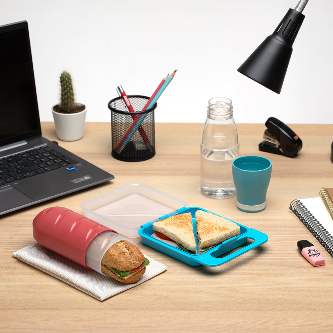 TATAY - Porta Bocadillos Infantil Extensible, Reutilizable y Ecológico. Rojo Arandano