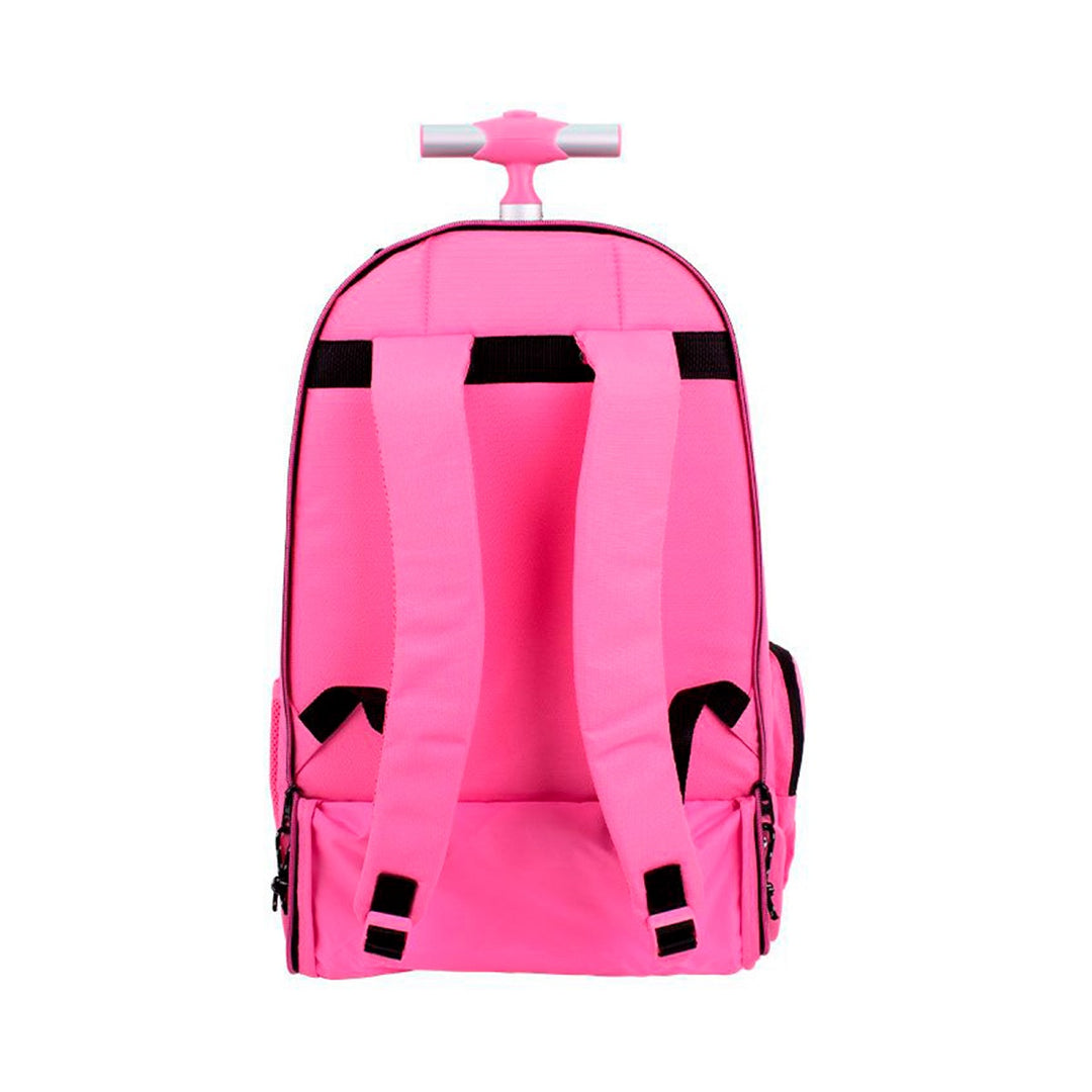 MILAN - Mochila Escolar con Ruedas y 6 Cremalleras, Acolchada y para Portatil. Sunset Rosa