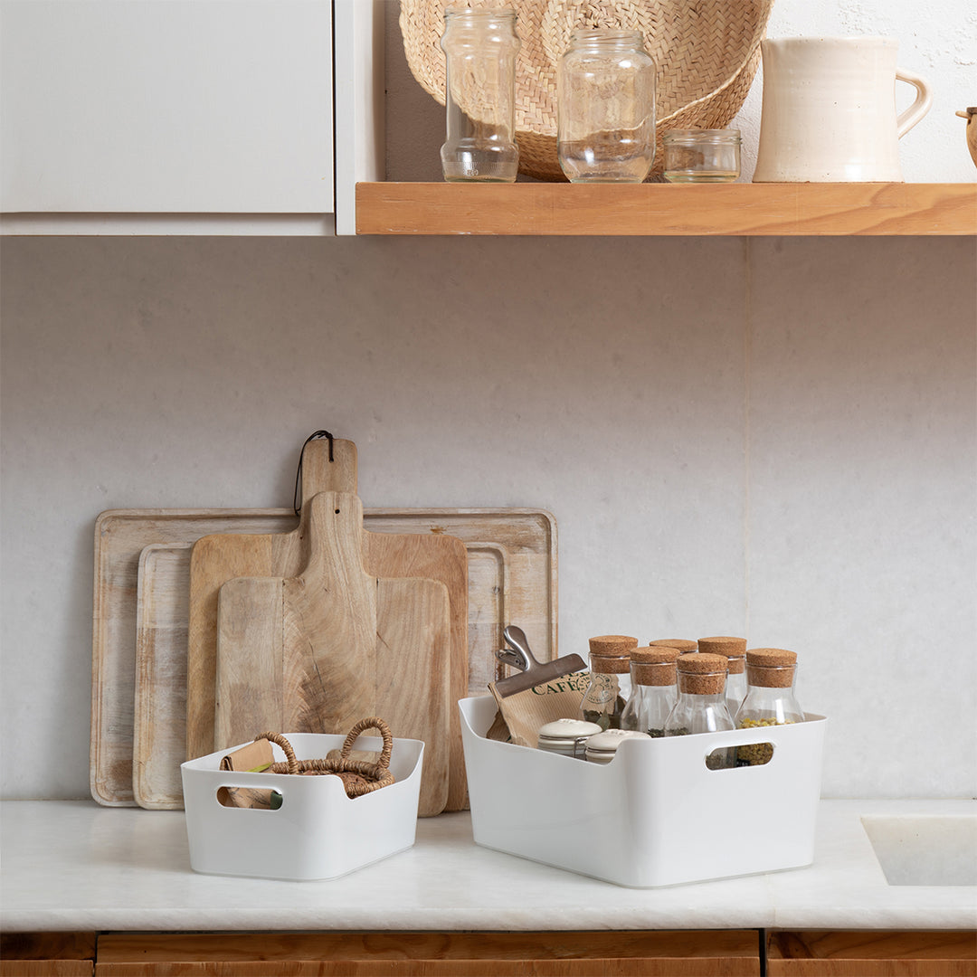 TATAY Basic - Cesta de Ordenación Basic de 10 Litros con Asas Color Blanca