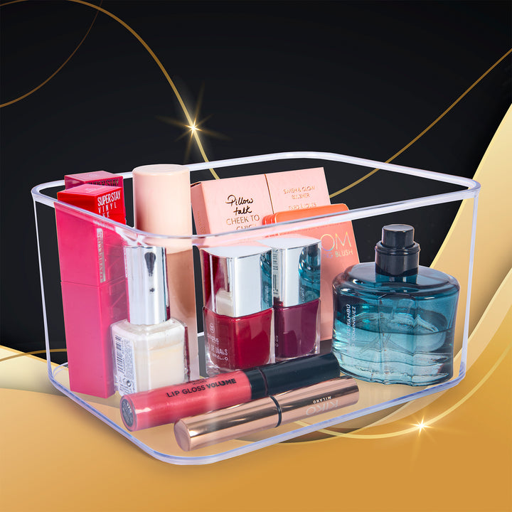 Plastic Forte - Set de 2 Organizadores de Cosmética Rectangulares. Transparentes