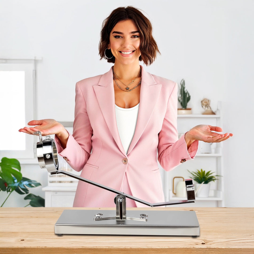 BELLO Aneto - Soporte Jamonero Basculante en DM Blanco y Acero Inoxidable con Cubrejamón